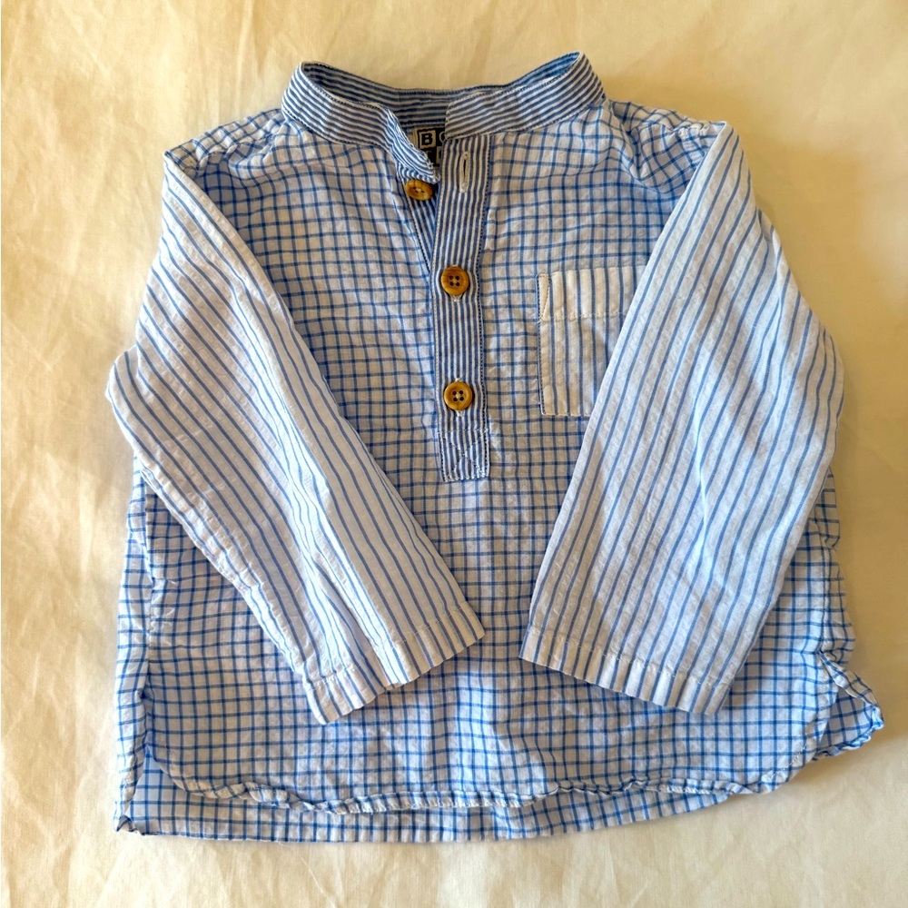 Bonton blue and white striped shirt